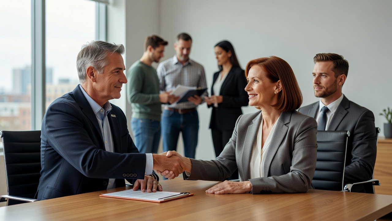 Ohio radon professional handshake real estate closing