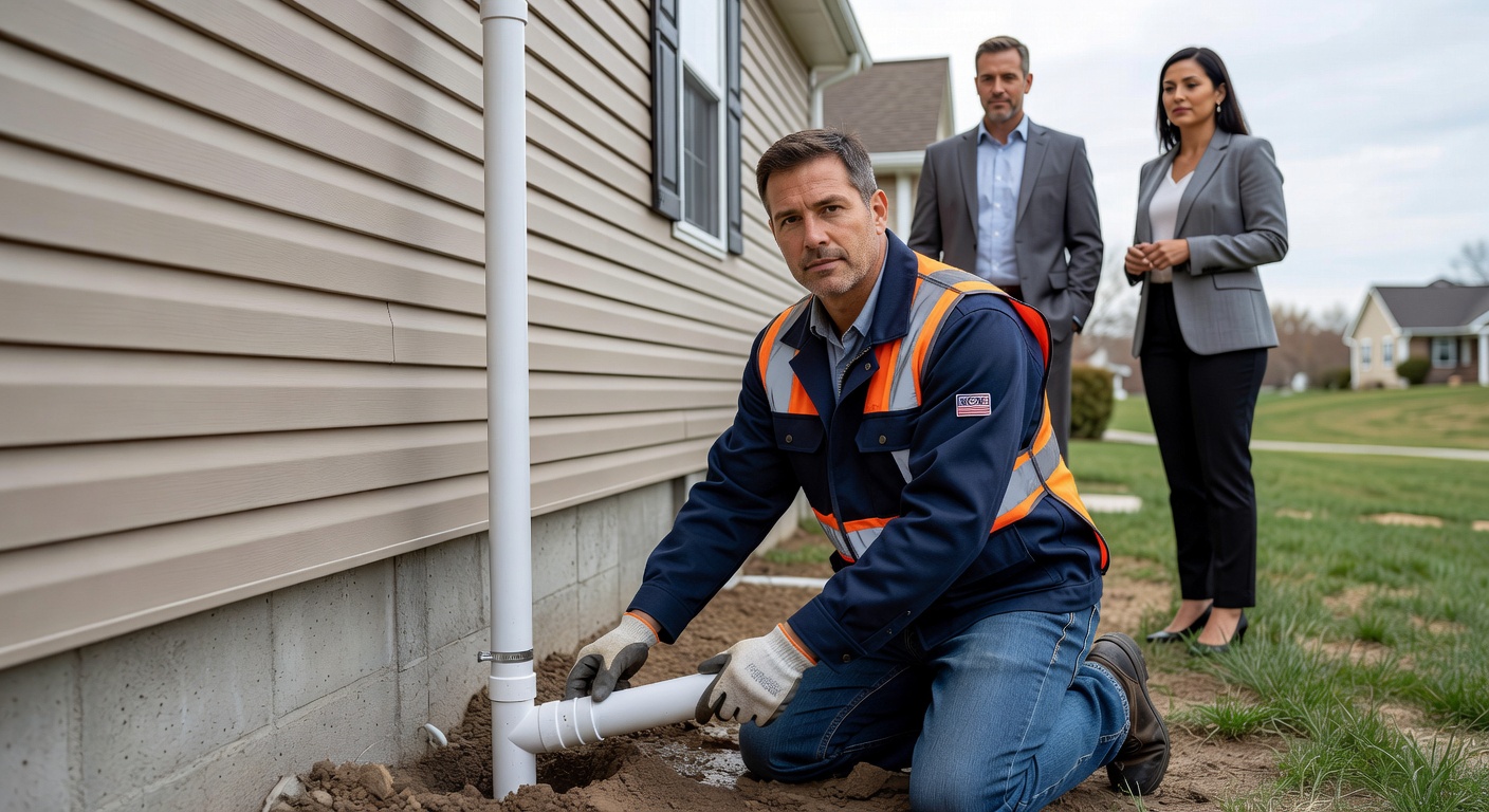 radon mitigation pipe PVC installation exterior home