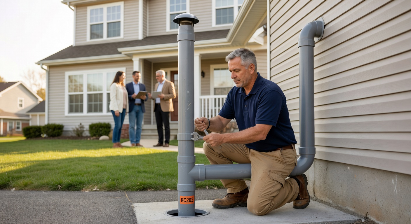 radon mitigation pipe exterior installation house