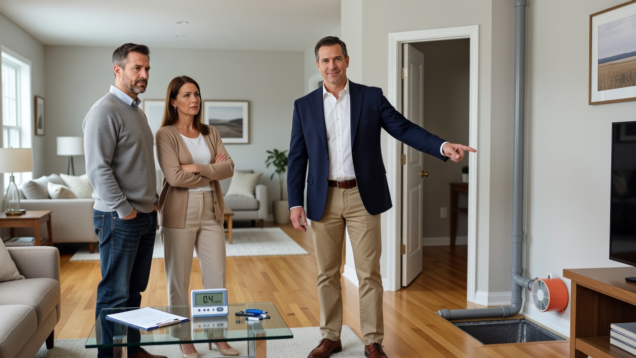 real estate agent showing home client