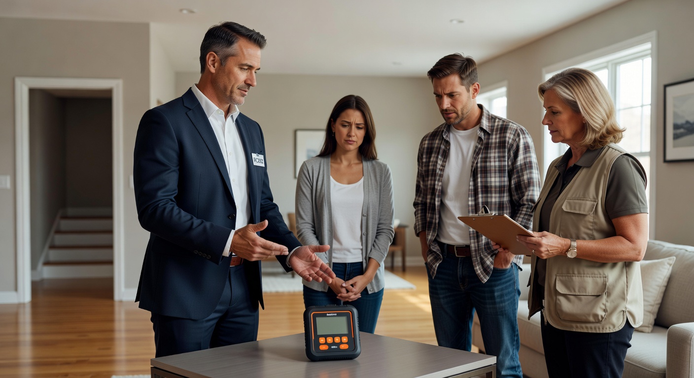 real estate agent showing home client