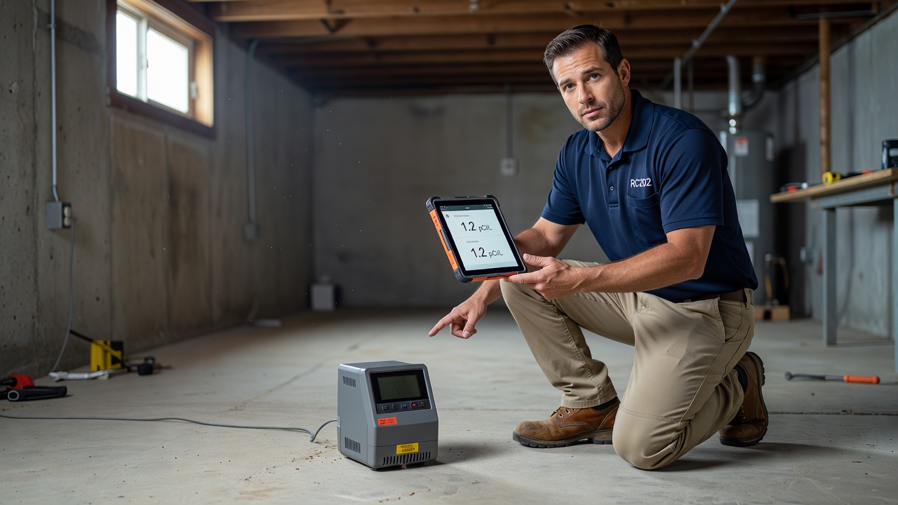 continuous radon monitor device residential basement