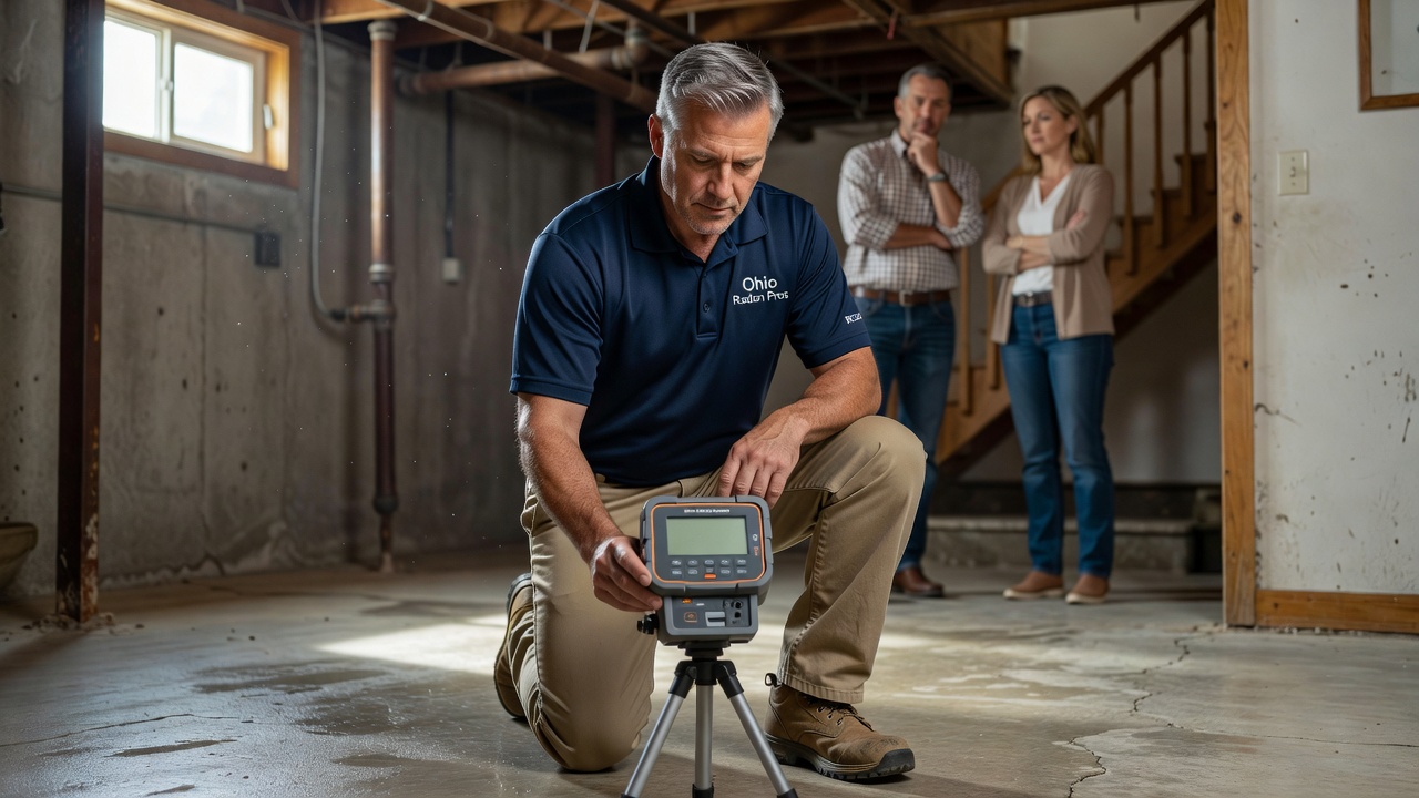 radon technician testing meter Ohio home inspection