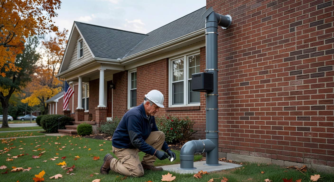radon mitigation pipe exterior Ohio home professional