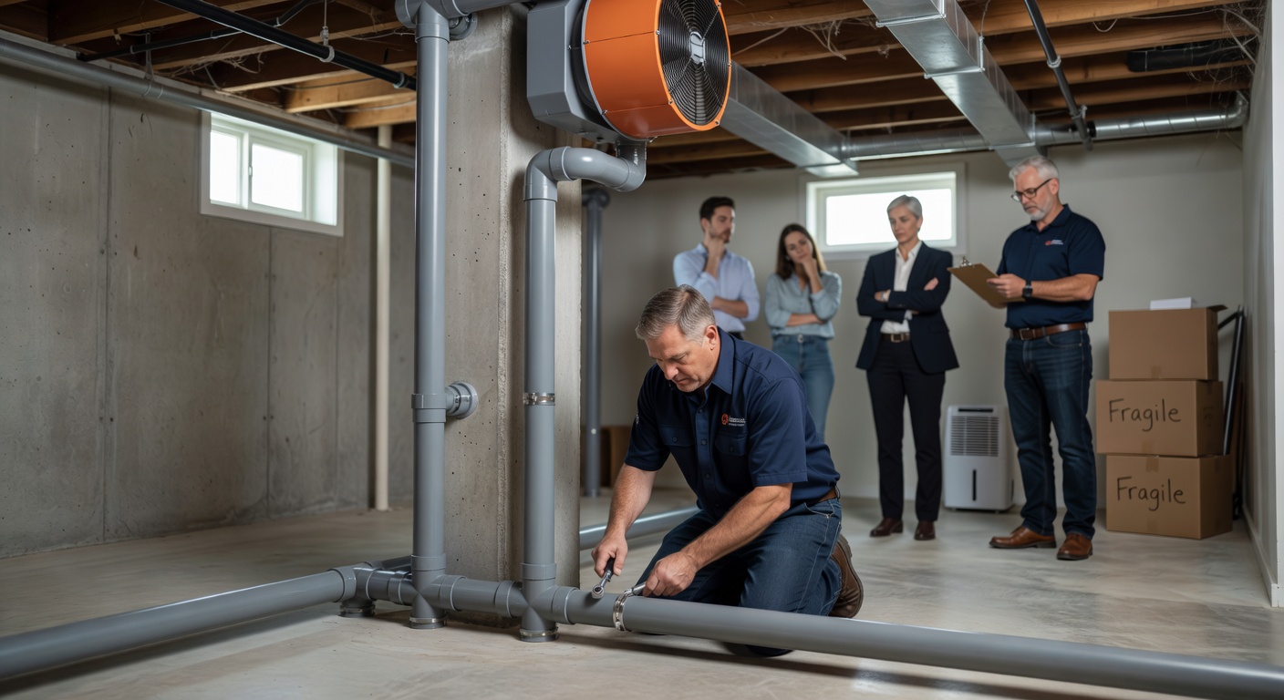 radon mitigation fan PVC pipe basement