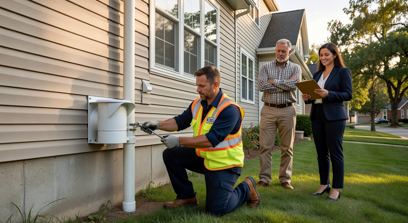 radon mitigation fan PVC pipe exterior house Ohio