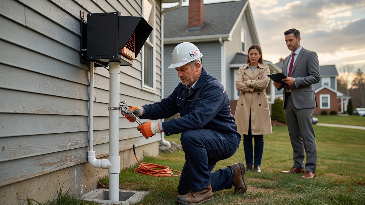 radon fan mitigation pipe exterior home professional