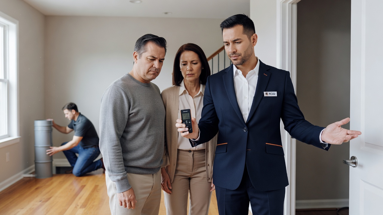 real estate agent showing home client