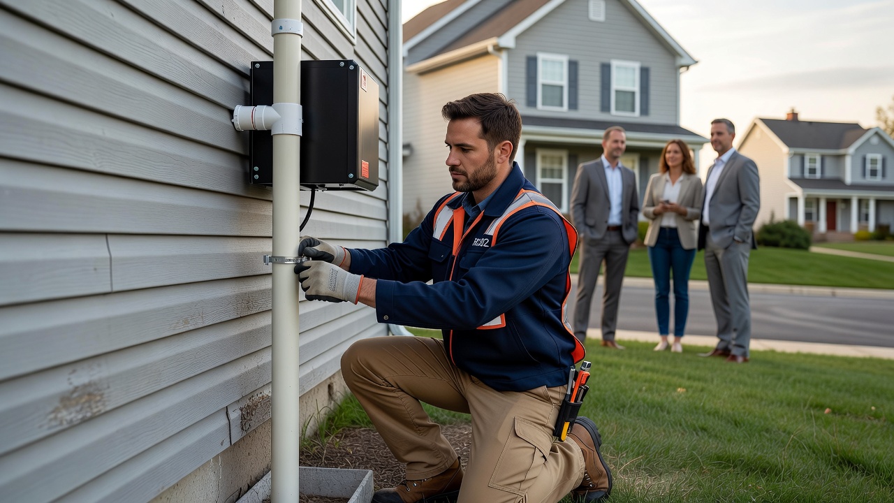 radon mitigation fan PVC pipe exterior installation