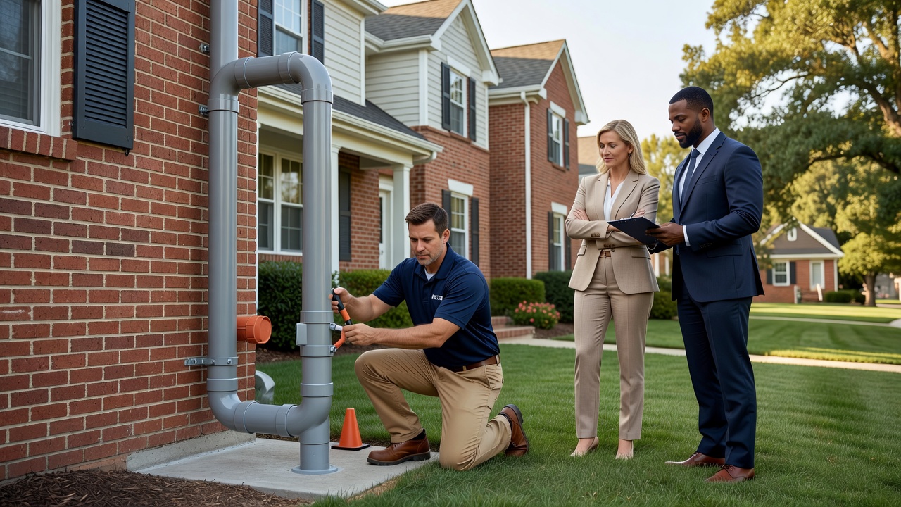radon mitigation pipe exterior home installation