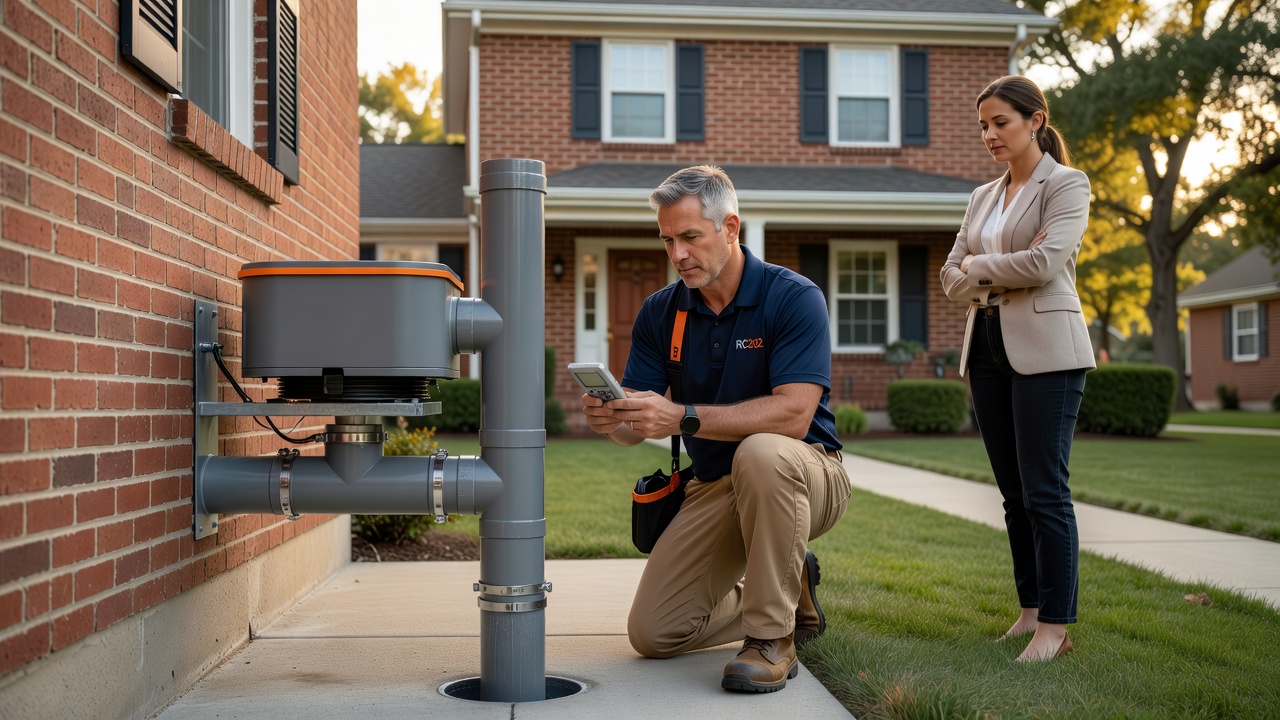 radon mitigation system installed exterior Ohio home