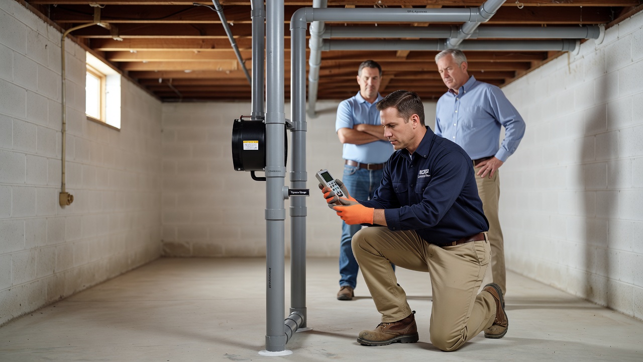radon mitigation pvc pipe system basement