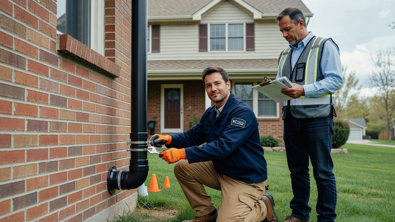 radon mitigation pipe installation exterior home Ohio