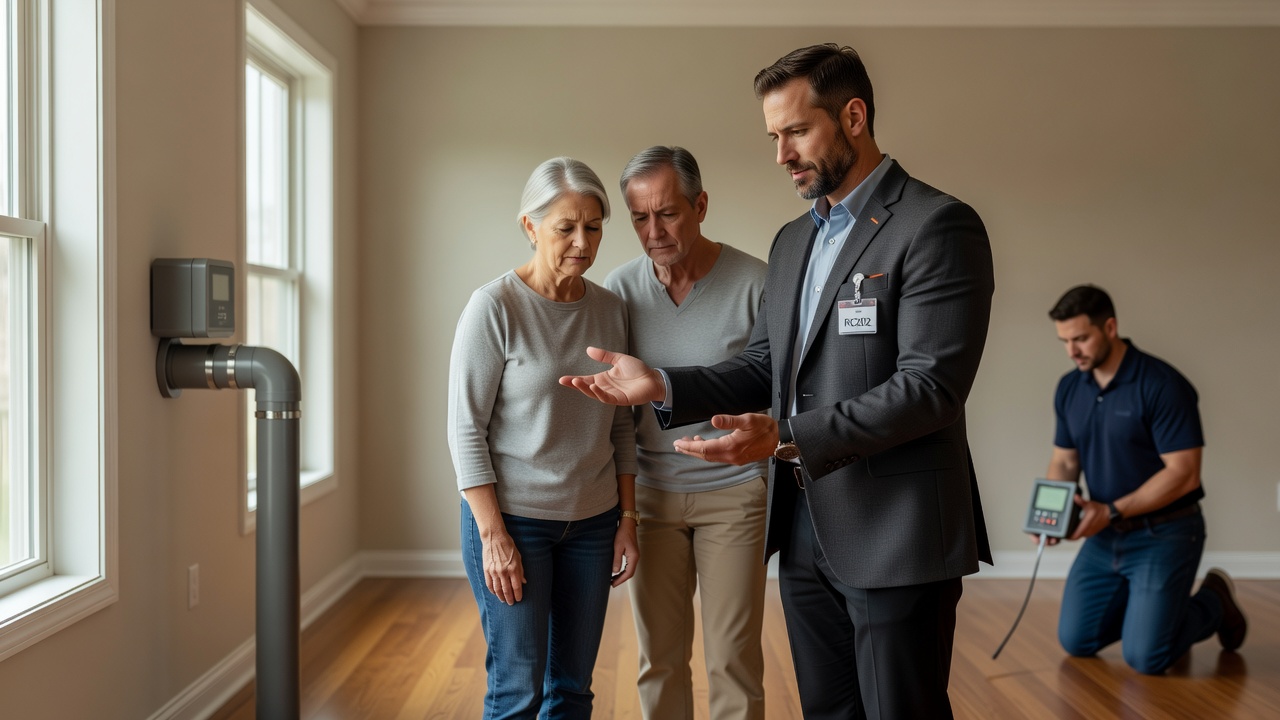 real estate agent showing home client