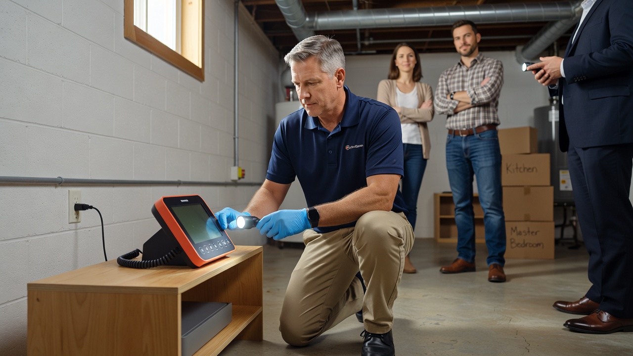 radon test continuous monitor basement inspection