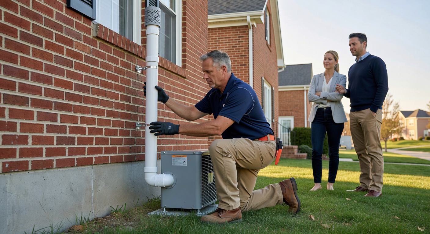 radon mitigation fan pipe exterior installation home