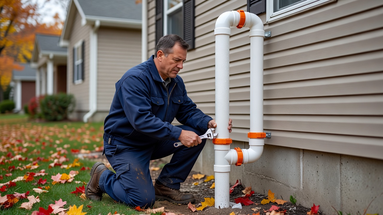 radon mitigation fan PVC pipe exterior installation