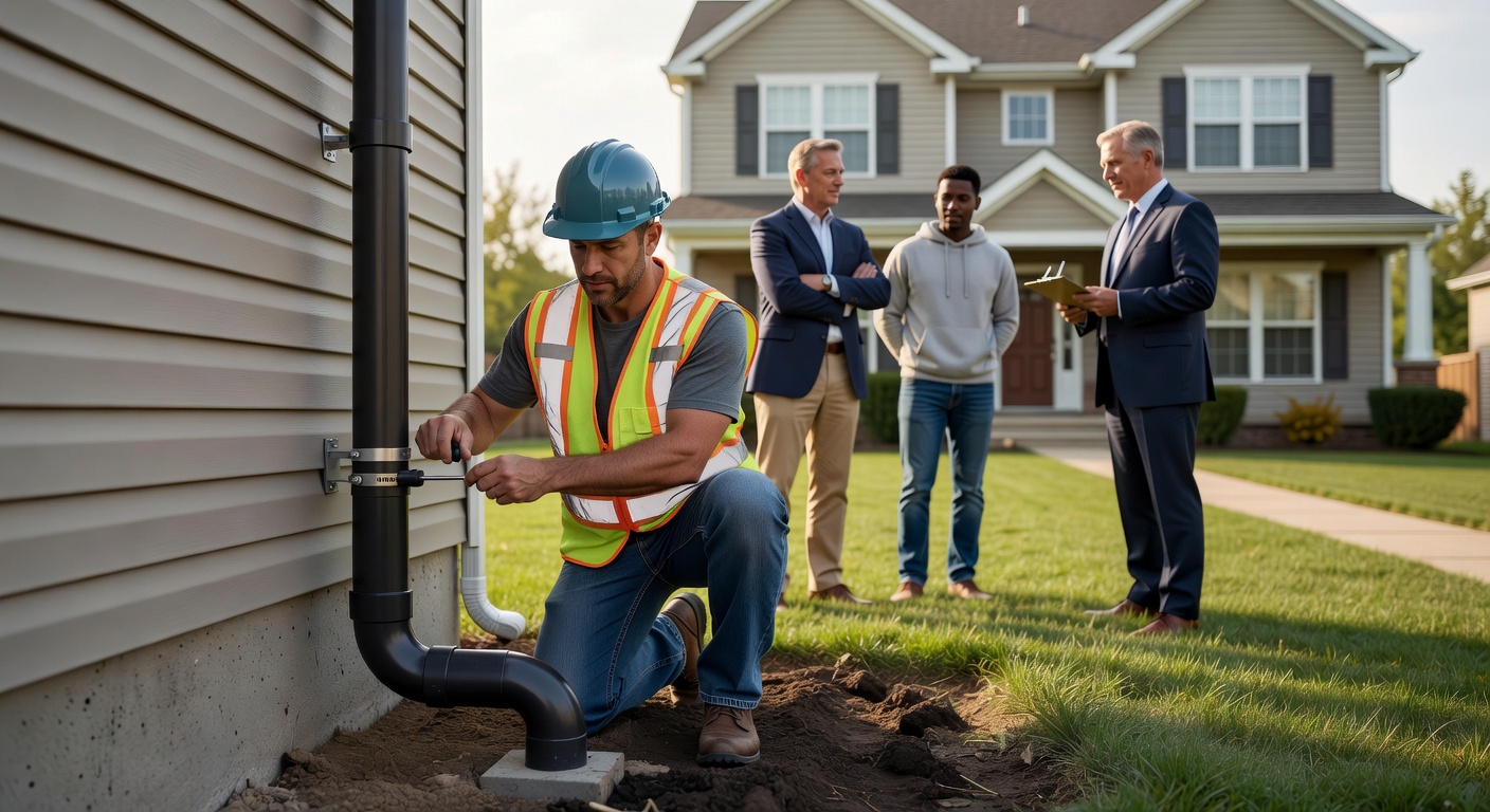 radon mitigation pipe exterior installation residential home