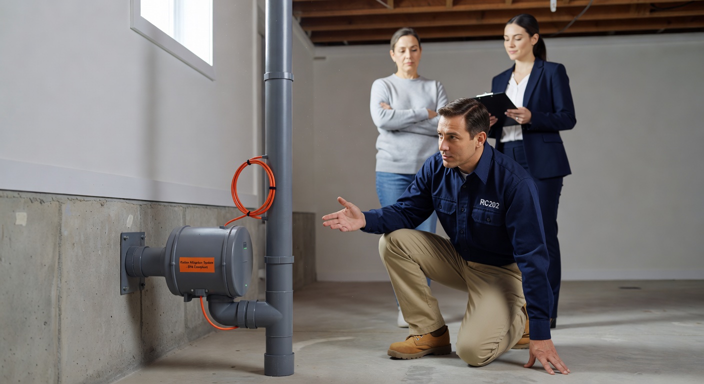 radon mitigation fan PVC pipe basement