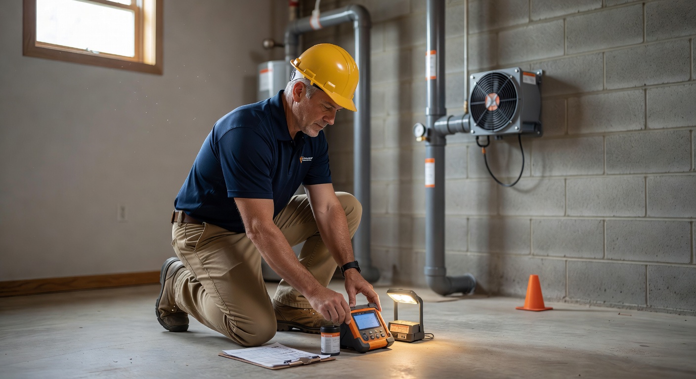 radon mitigation technician testing ohio home