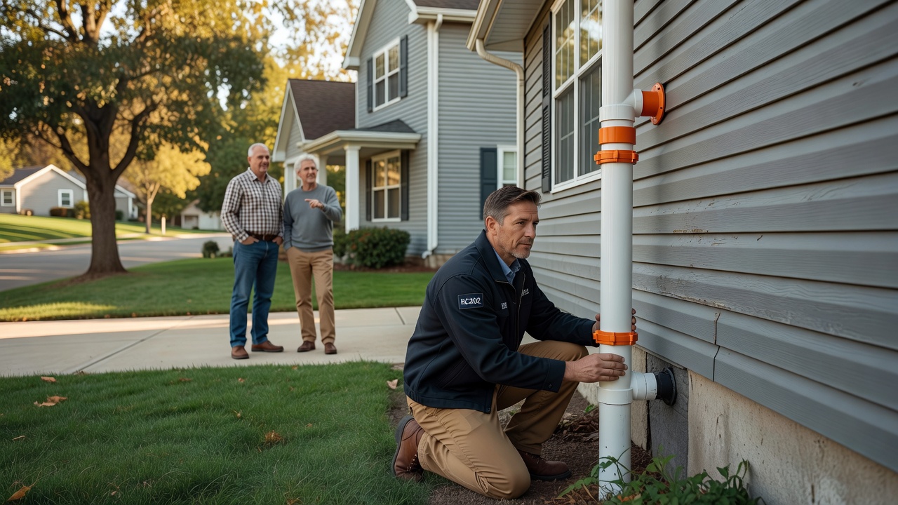 radon mitigation fan pipe exterior house Ohio
