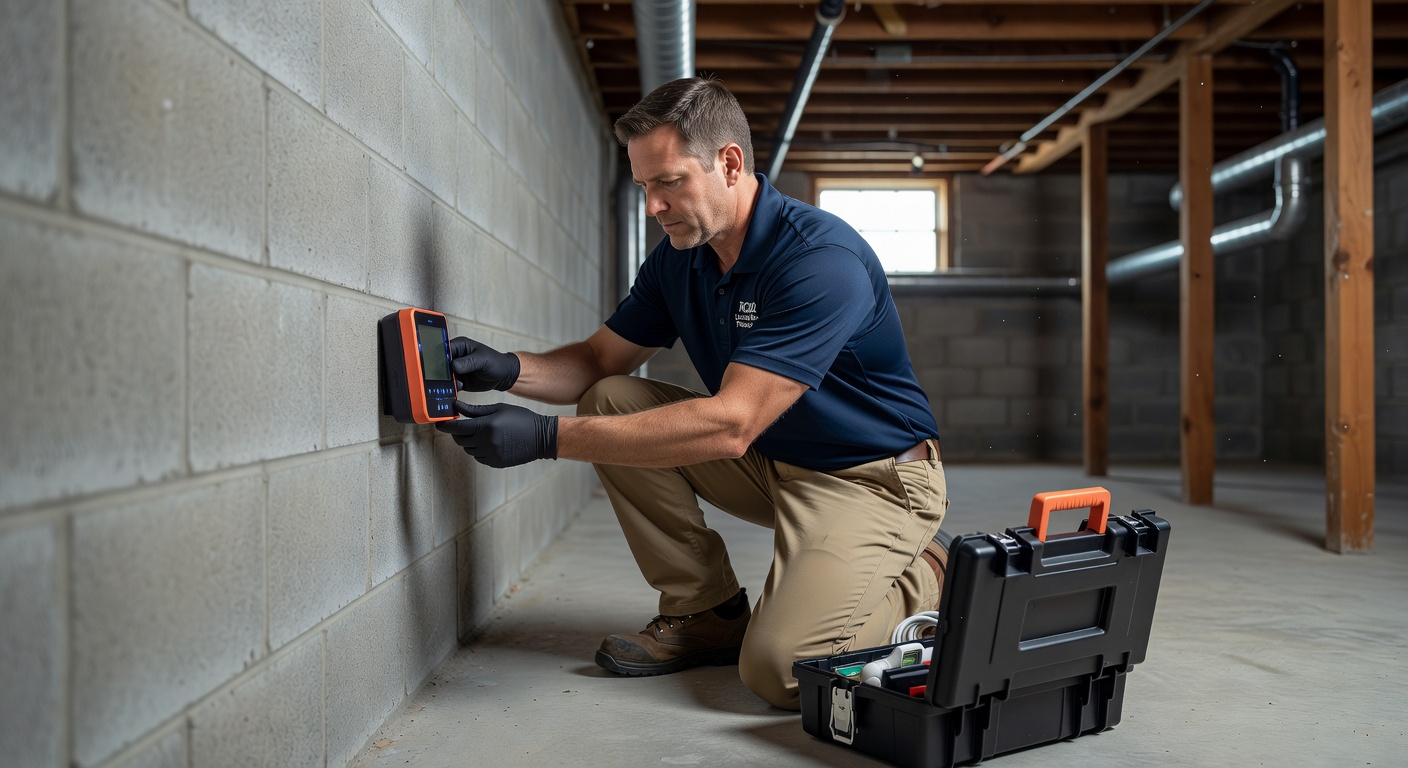 radon professional installing continuous monitor basement Whitewater Ohio