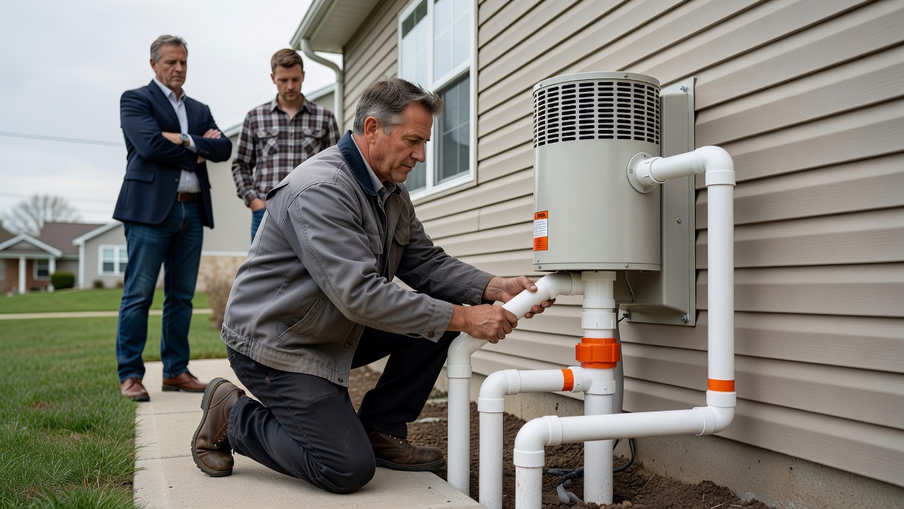 radon mitigation fan PVC pipe exterior installation
