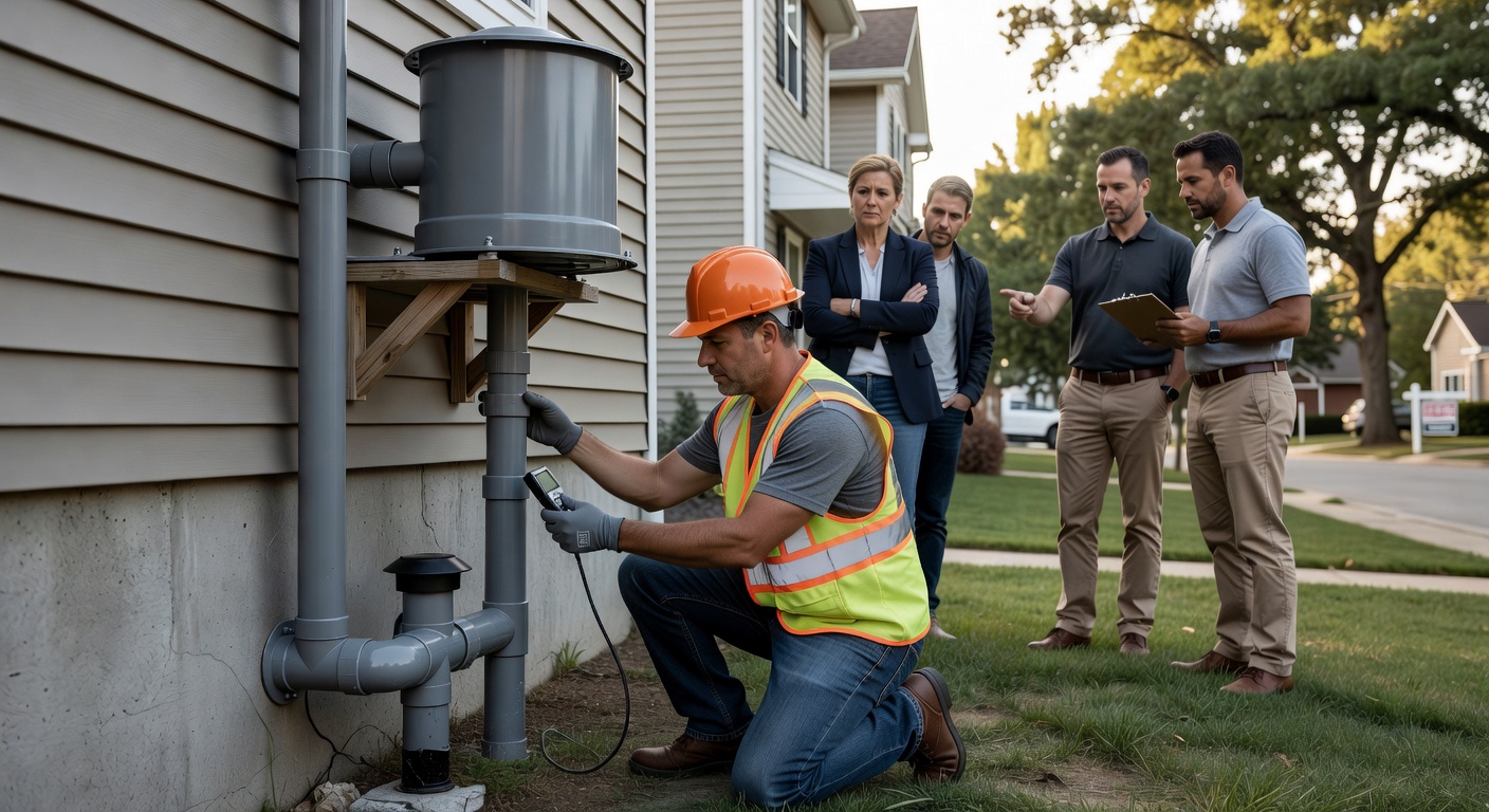 radon mitigation fan PVC pipe exterior home