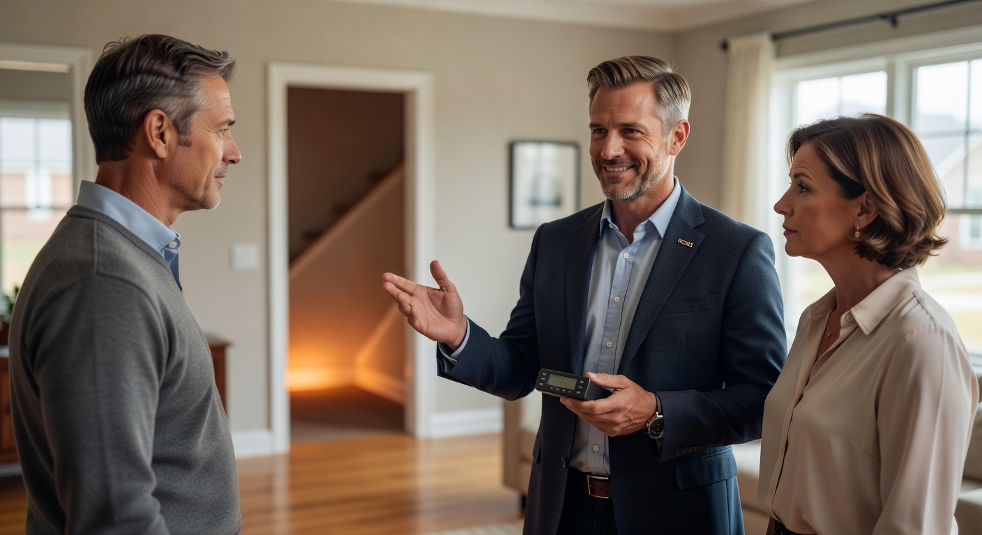 real estate agent showing home client
