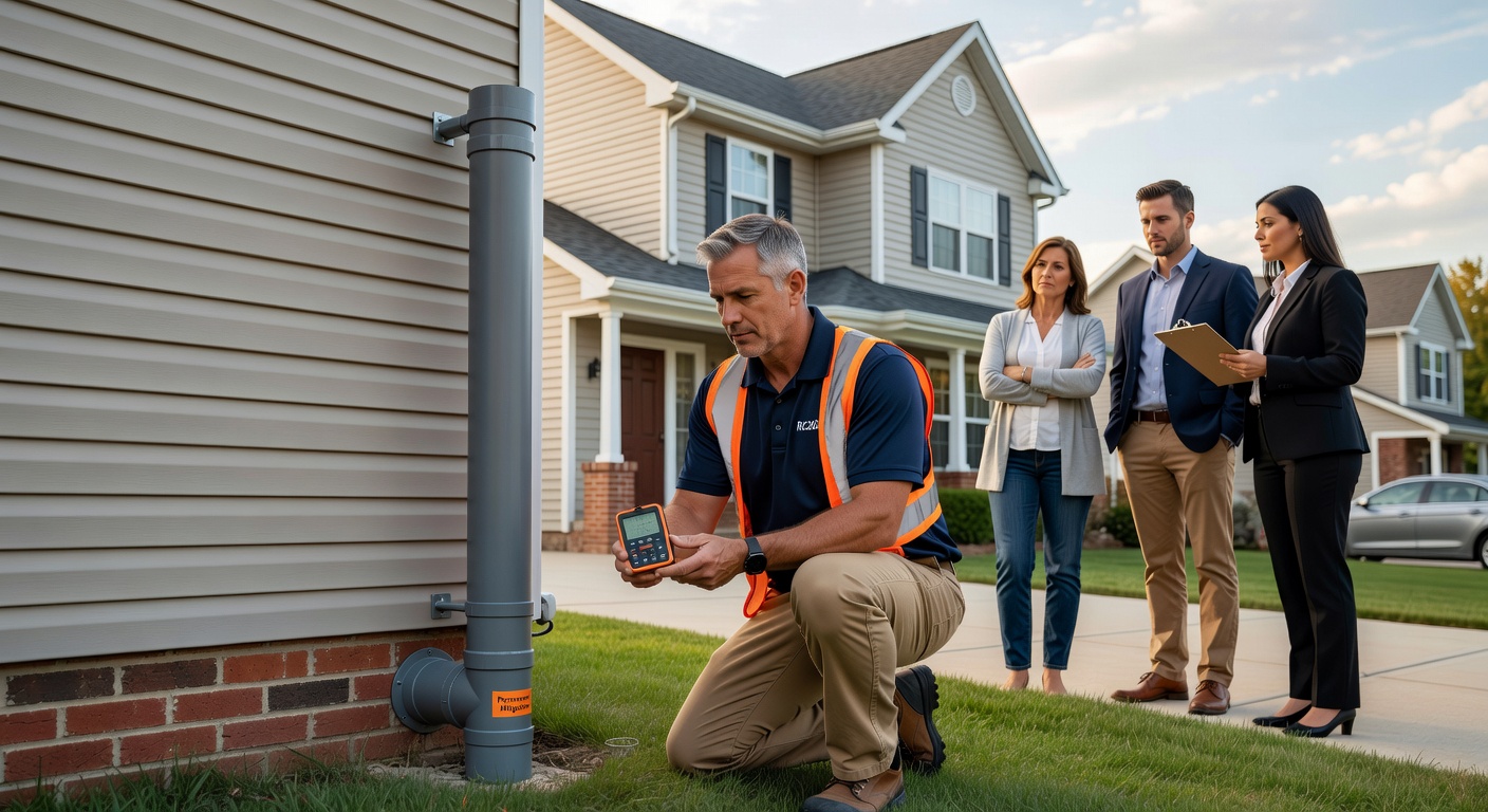 Ohio home exterior radon mitigation system installed