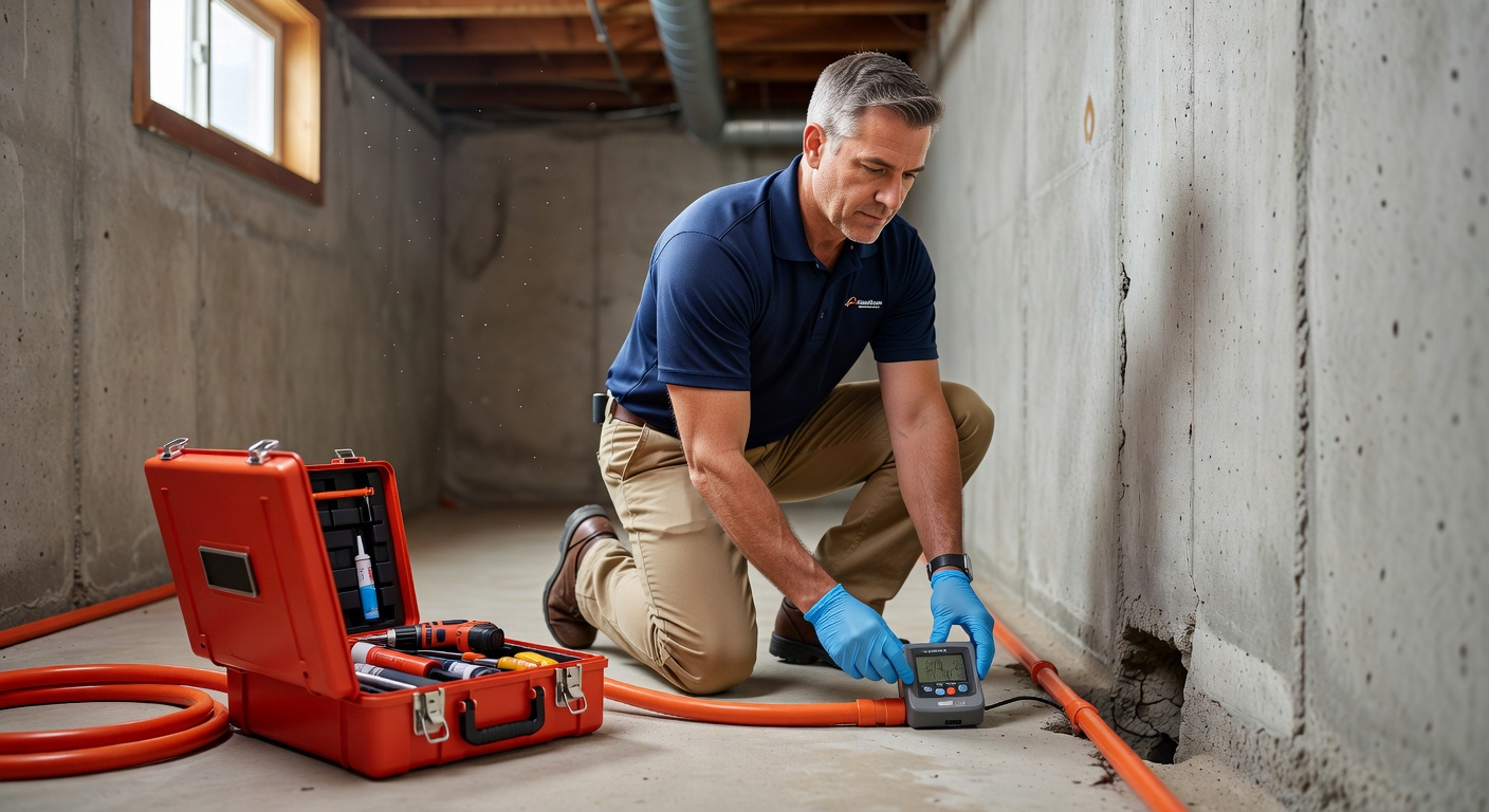 radon technician testing basement Ohio home inspection