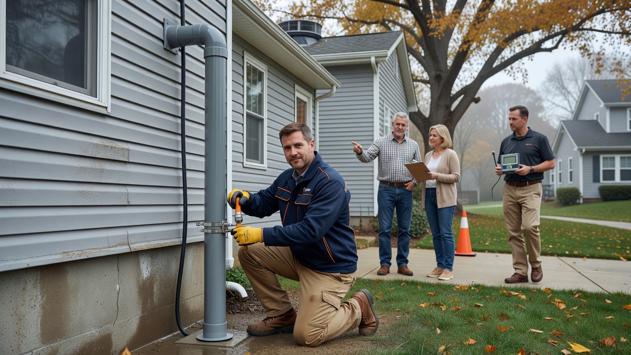 radon fan vent pipe exterior installation residential home