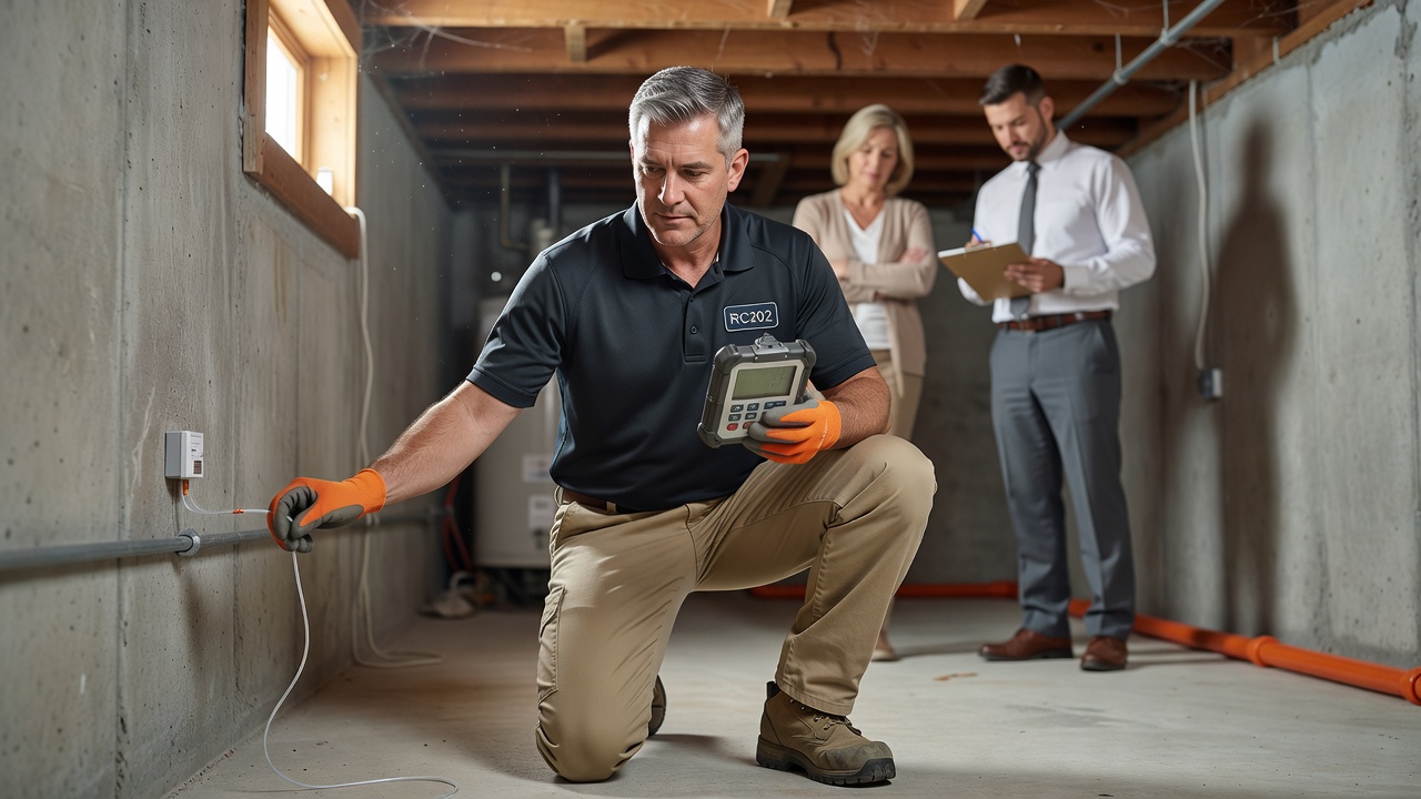 radon technician testing meter Ohio home