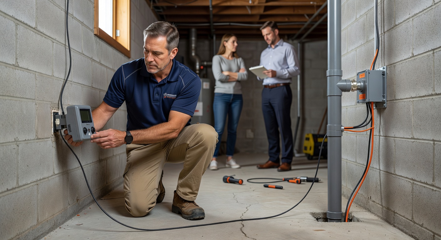 continuous radon monitor device installation home basement