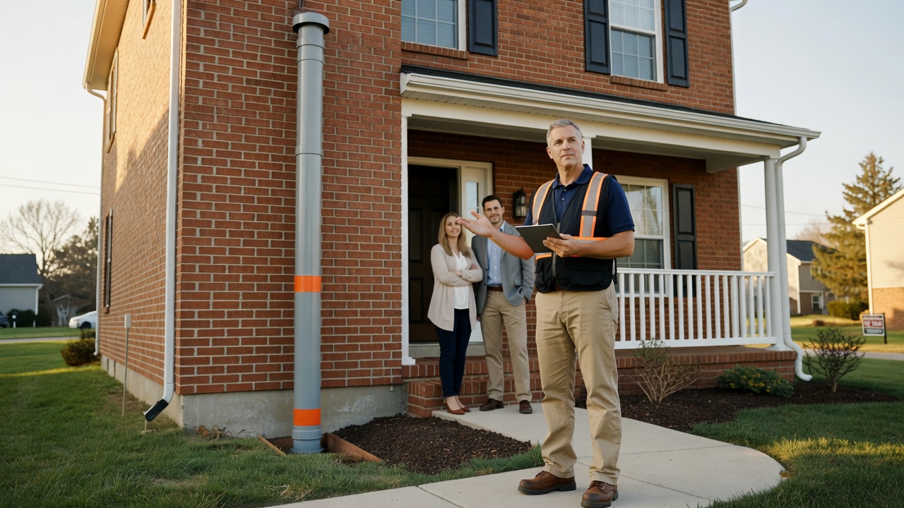 radon mitigation pipe exterior Ohio house