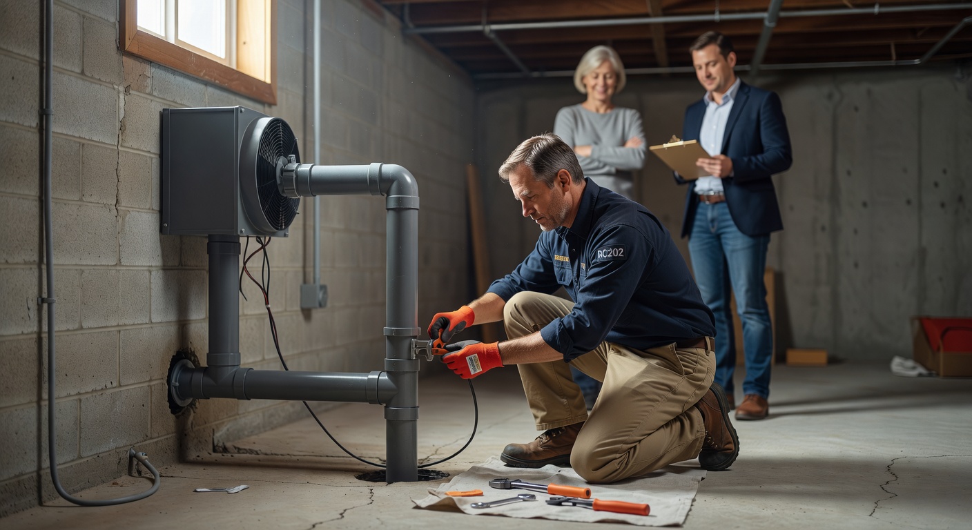 radon mitigation system installation basement Ohio home
