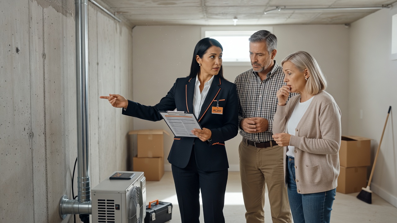 real estate agent showing home client