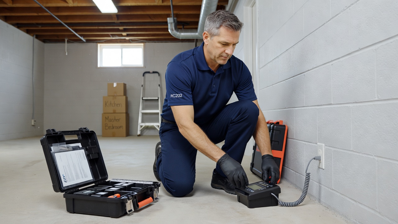radon testing technician Ohio basement