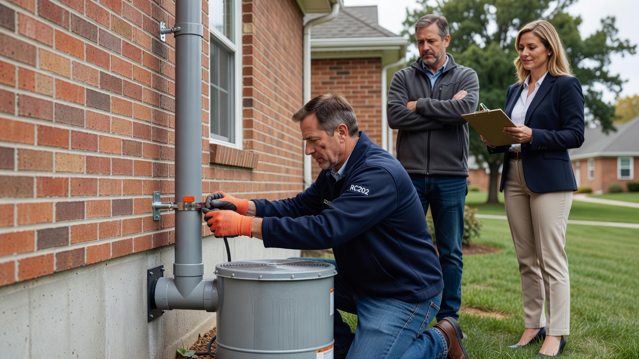 radon mitigation fan exterior pipe residential home
