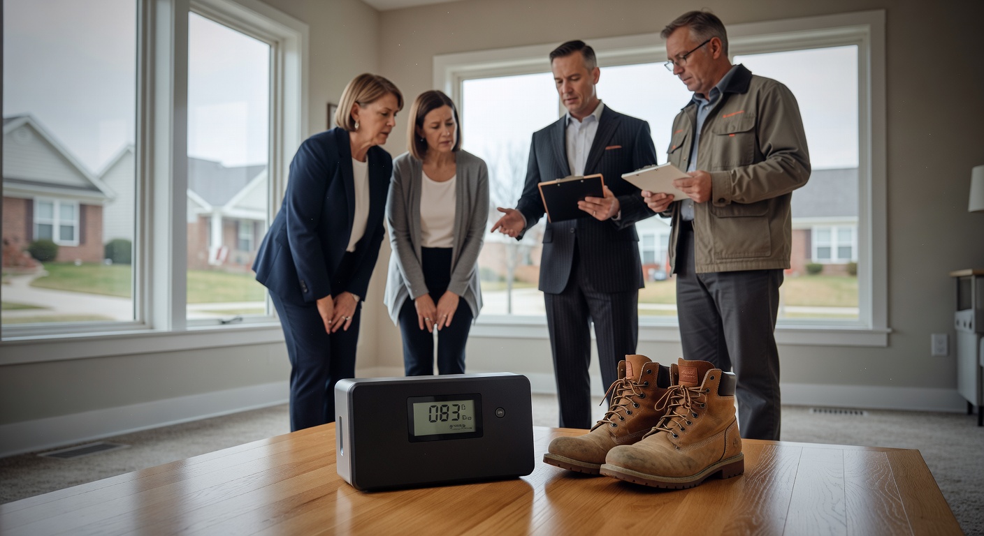 continuous radon monitor device on floor