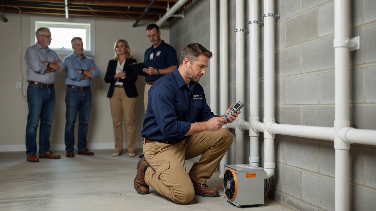 radon mitigation fan pipe basement professional install