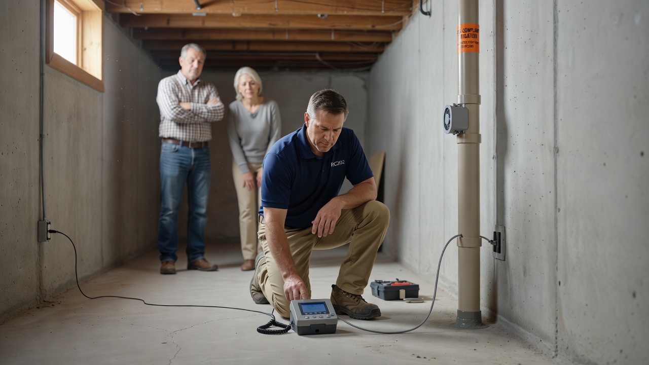 continuous radon monitor device residential basement