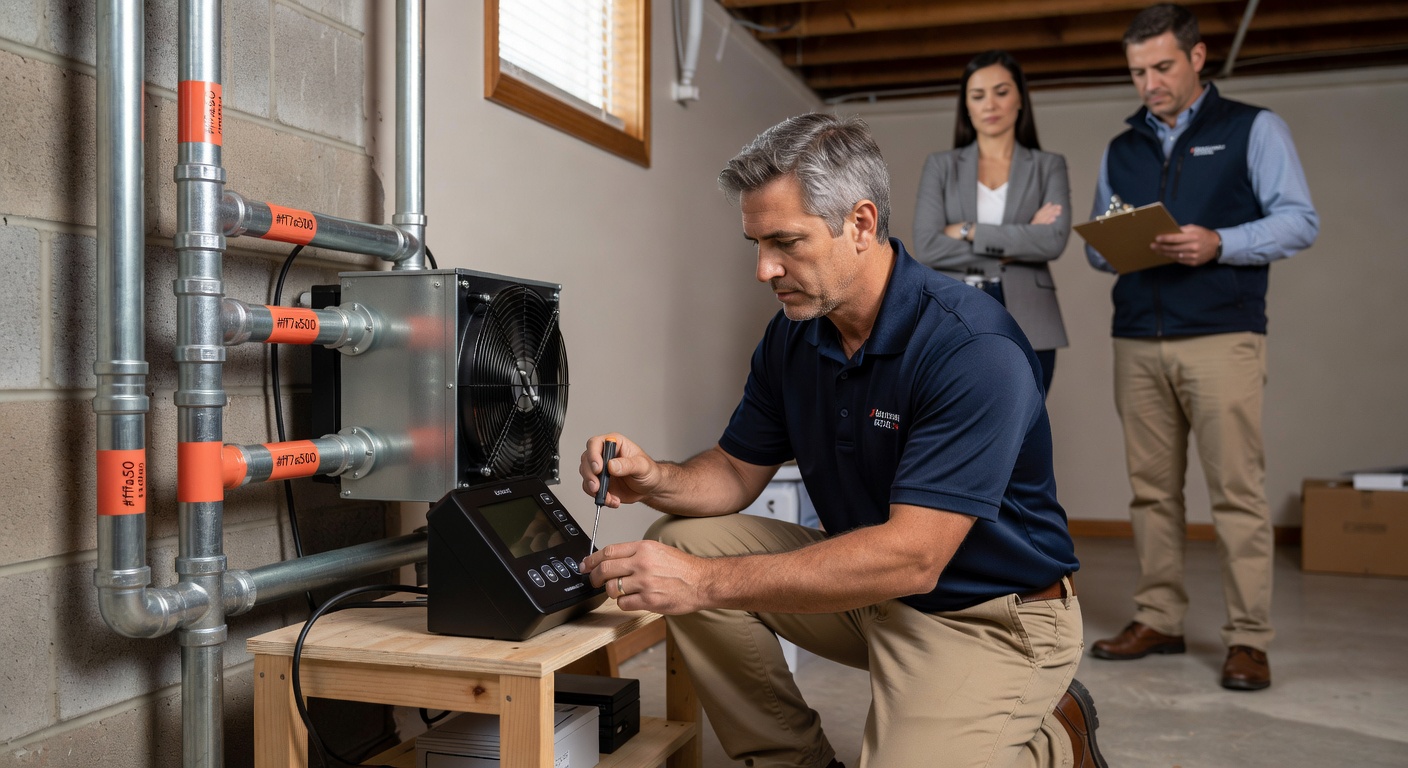 continuous radon monitor device basement