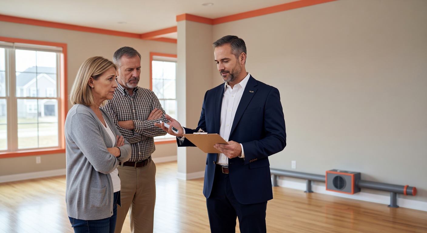 real estate agent showing home client