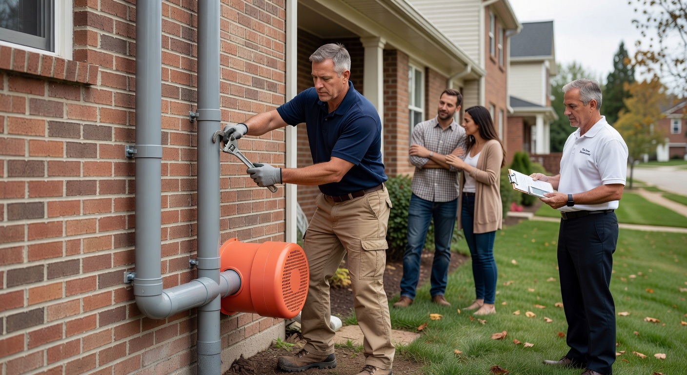 radon fan PVC pipe exterior installation Ohio house