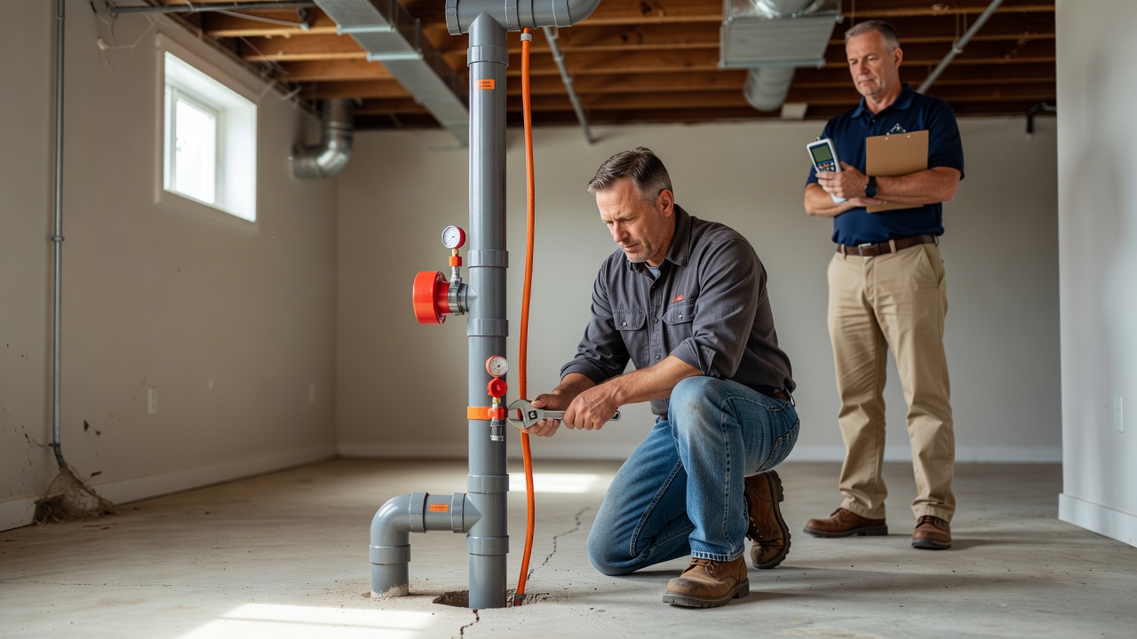 radon mitigation pvc pipe sub slab depressurization basement