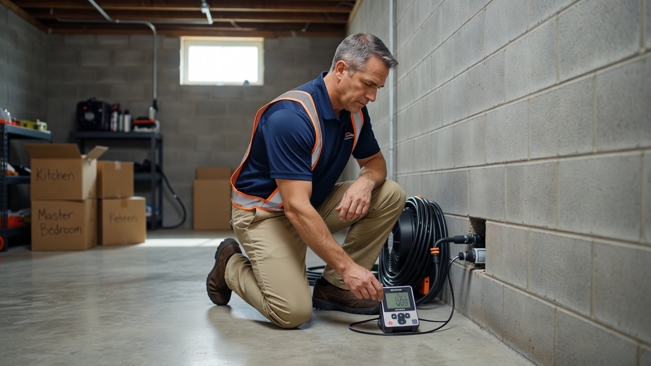 radon testing technician Ohio home basement