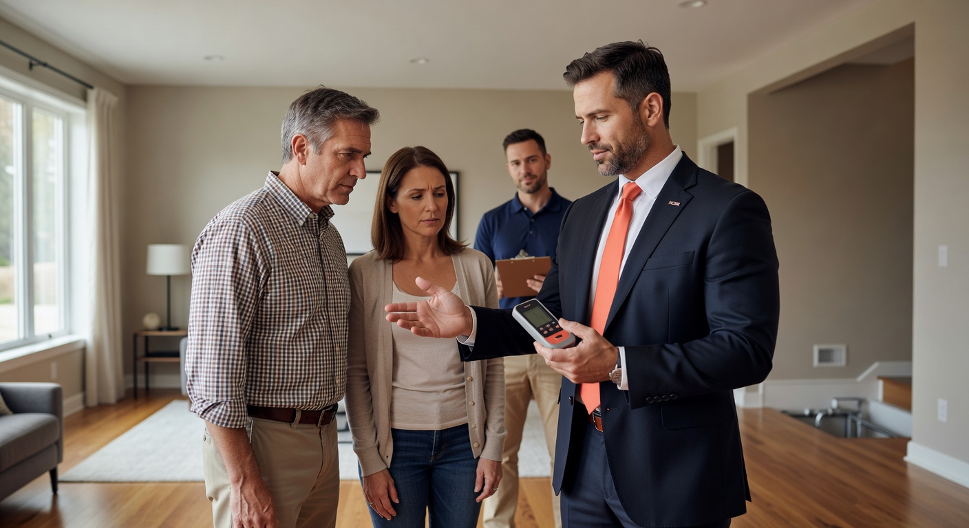 real estate agent showing home client