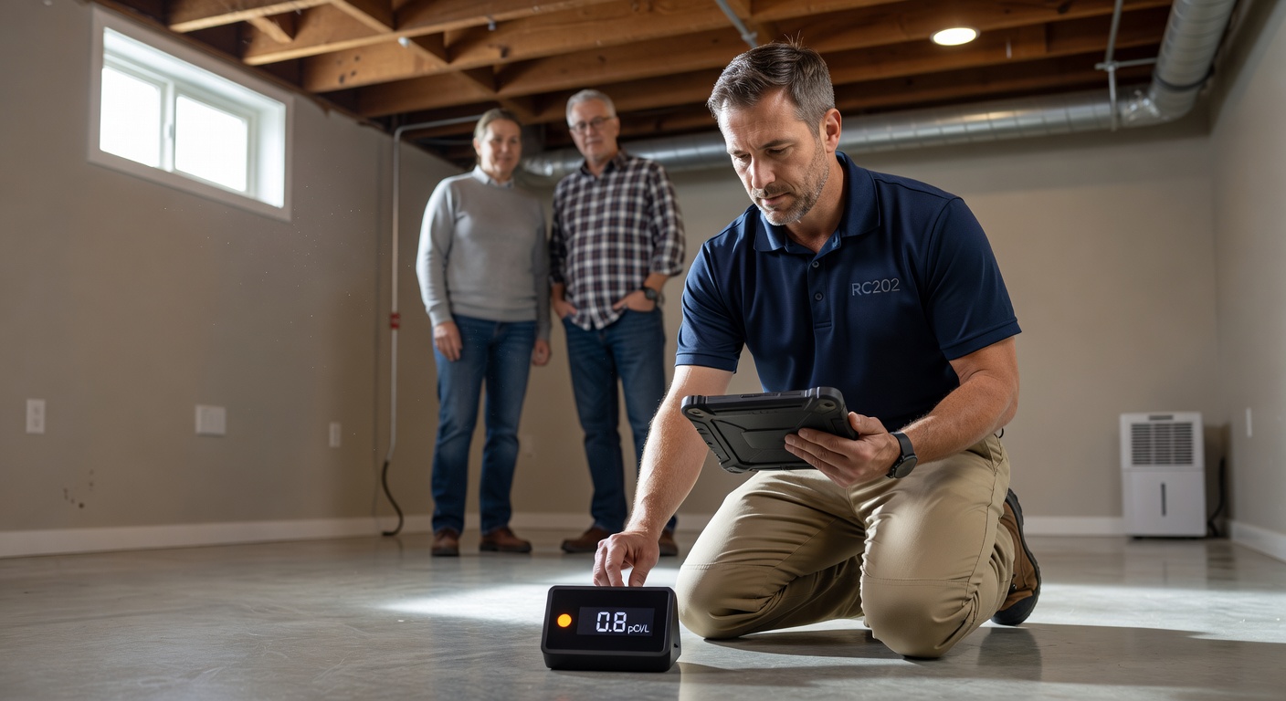 radon test continuous monitor basement inspection