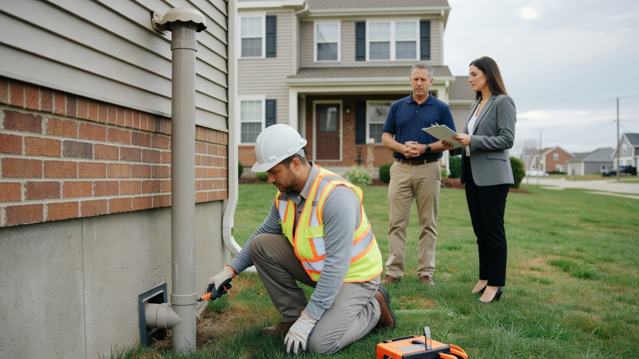 radon mitigation pipe exterior installation home
